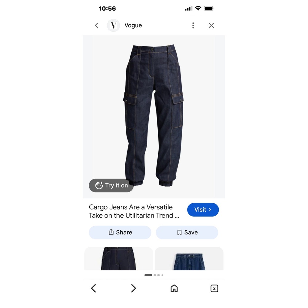 Cinq à Sept Benji Cargo Barrel Leg Jeans Dark Wash Utility Joggers Size 2